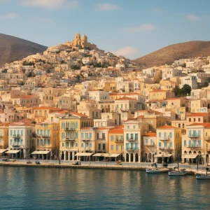 Ermúpoli y las laderas de Syros vistas desde el puerto