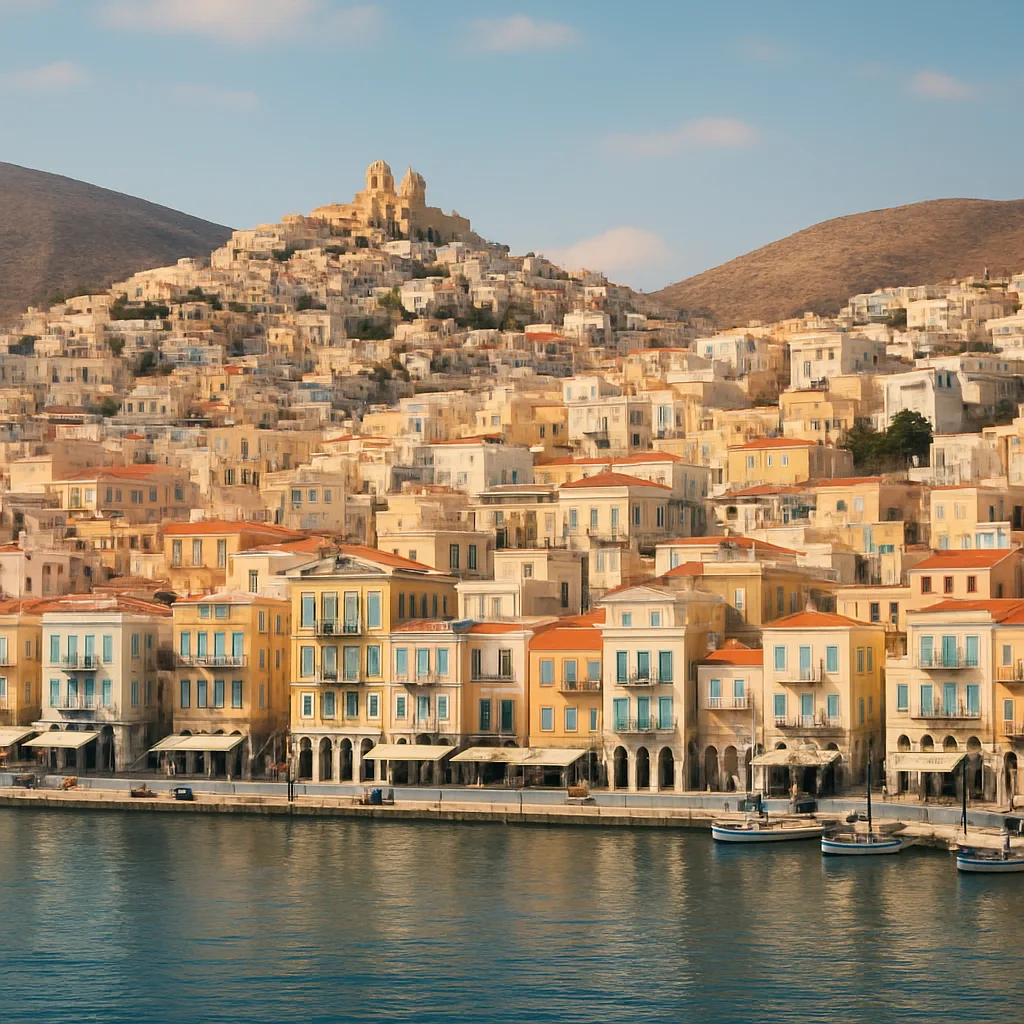 Ermúpoli y las laderas de Syros vistas desde el puerto