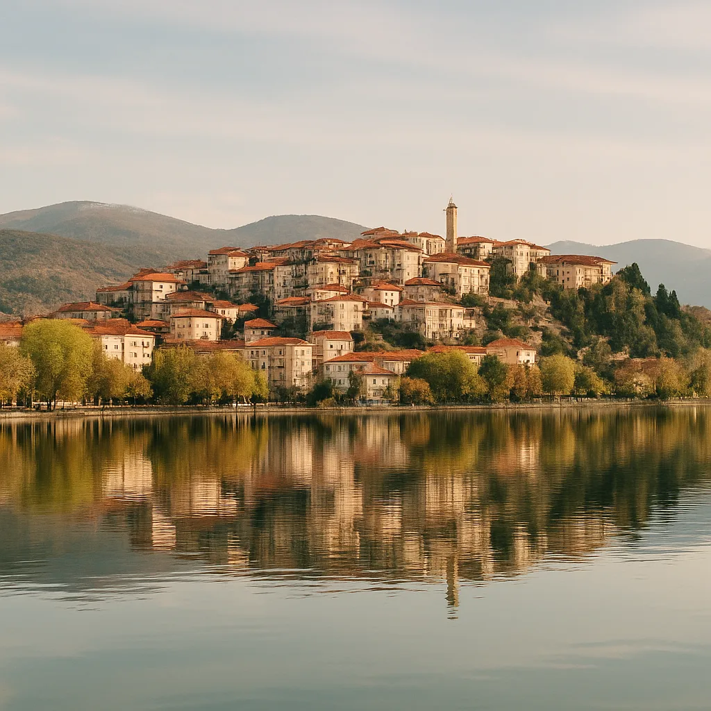 Península urbana de Kastoria rodeada por el lago Orestiada